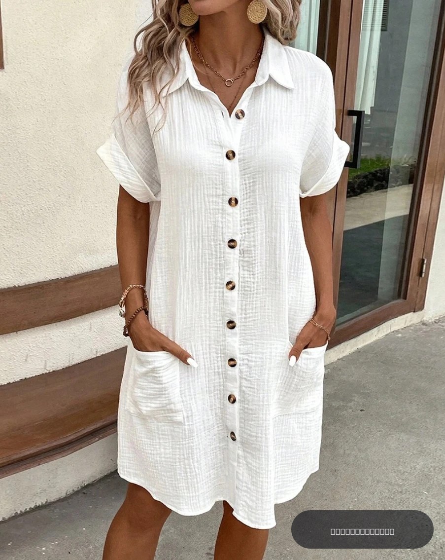 Mini robe Vintage en coton et lin pour femmes, couleur unie, mode d'été, col en v, manches trois quarts, décontractée, vacances