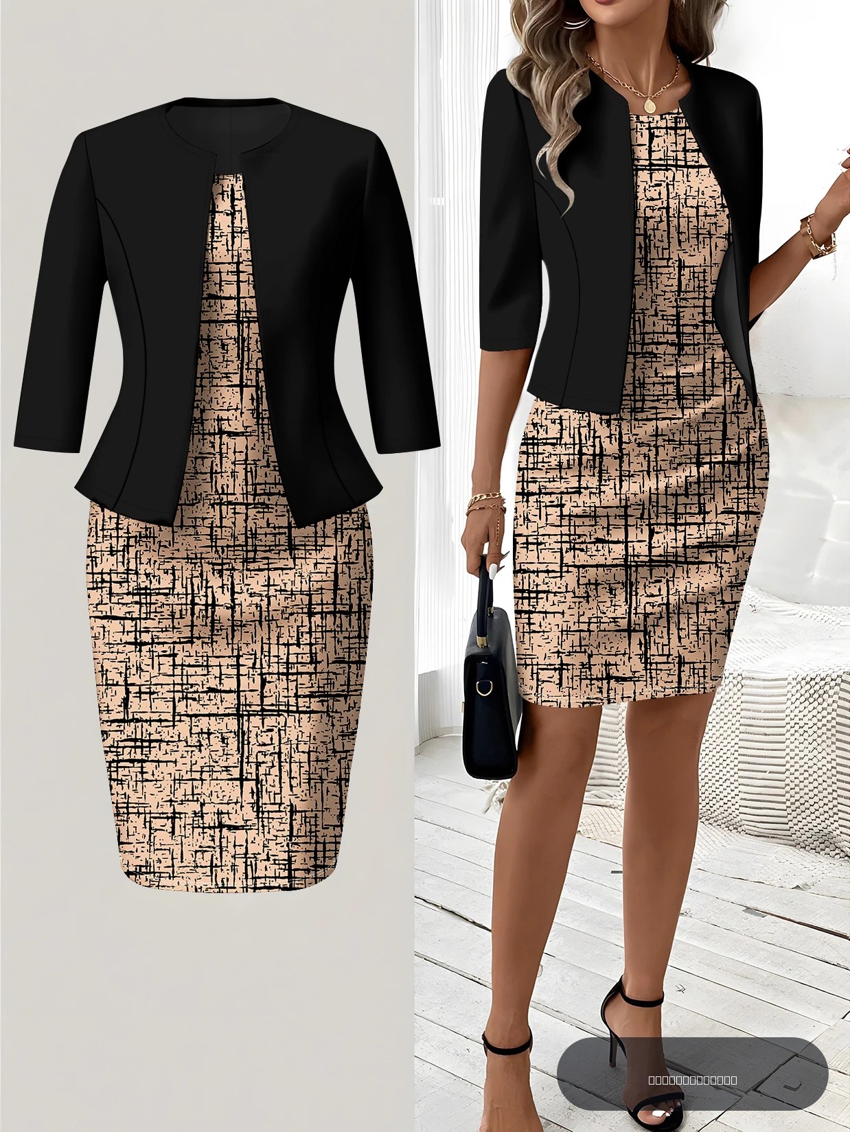 Robe de style décontracté avec motif imprimé géométrique, styles automne et hiver