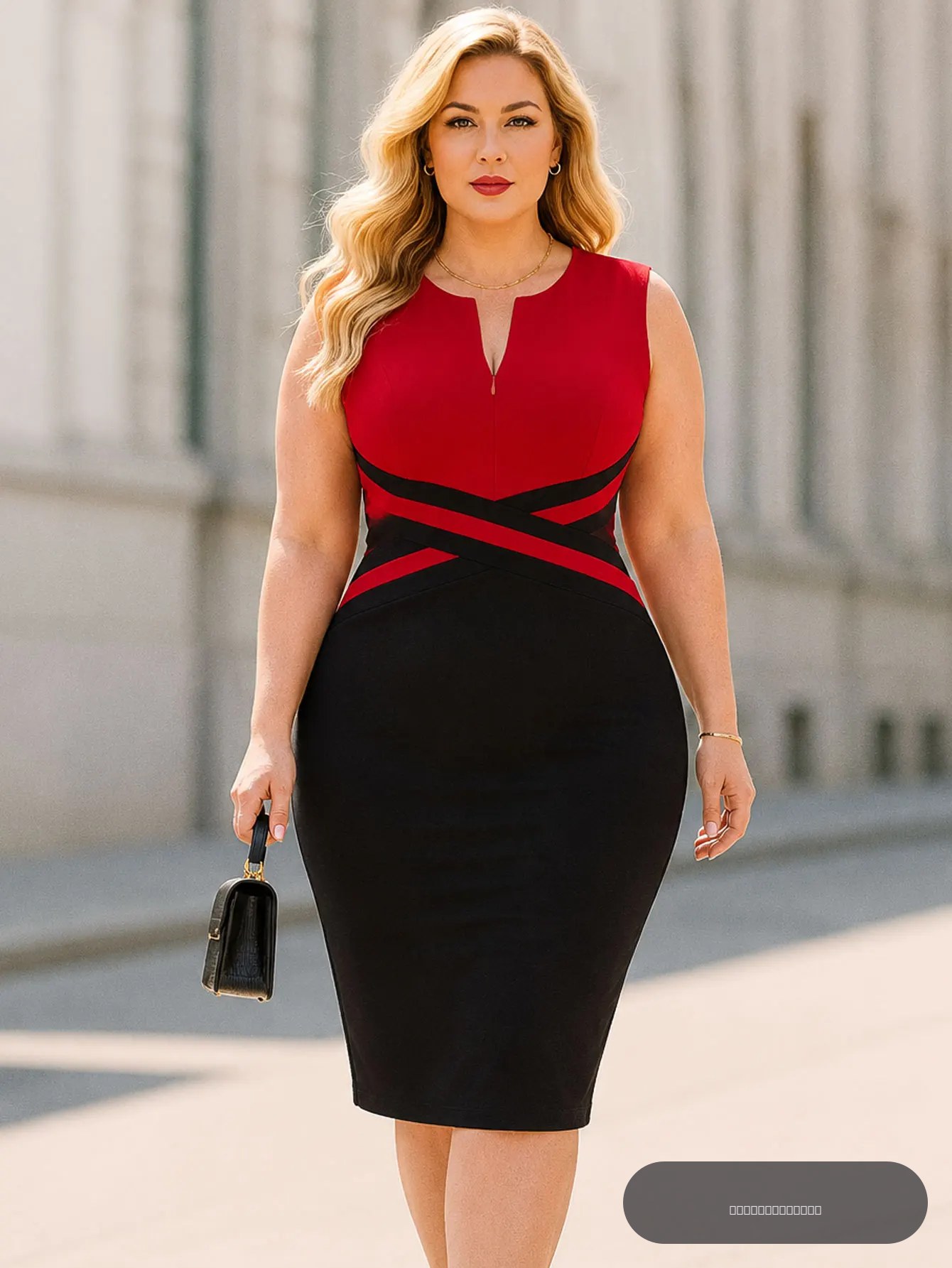 Robe Grande Taille Femme Élégante avec Fermeture Éclair Avant Sans Manches Longueur Genou Business Colorblock Soirée Moulante Fourreau Crayon S-5XL