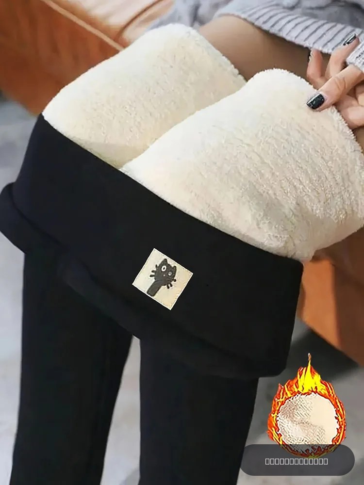Hiver épaissir Leggings chauds femmes agneau cachemire Joggers taille haute polaire collants élastiques collants chauds pantalon mince velours Legging