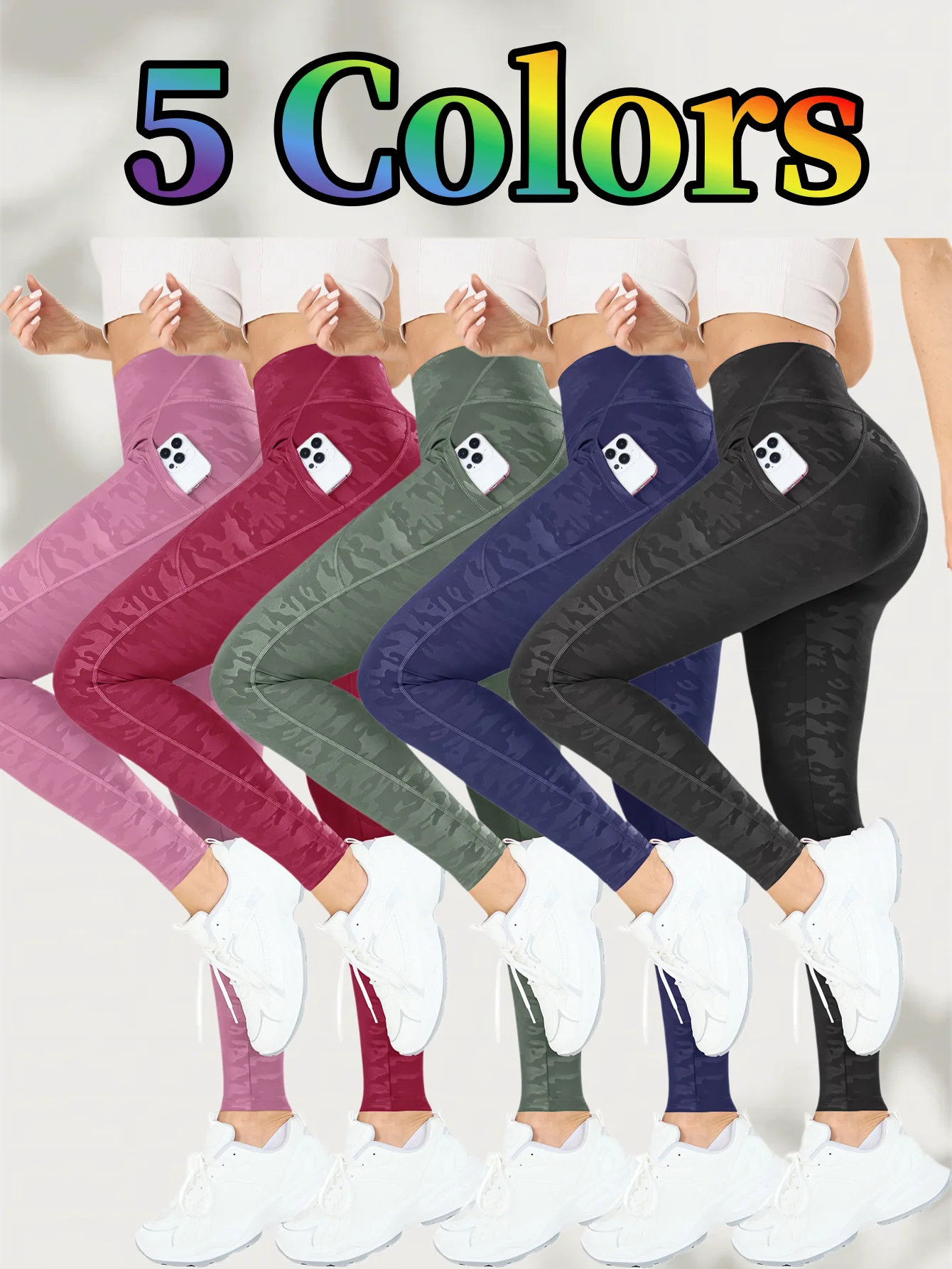 Pantalons de yoga pour femmes à imprimé camouflage, taille haute, confortables, doux, respirants, avec poche latérale pour un usage quotidien et leggings de yoga