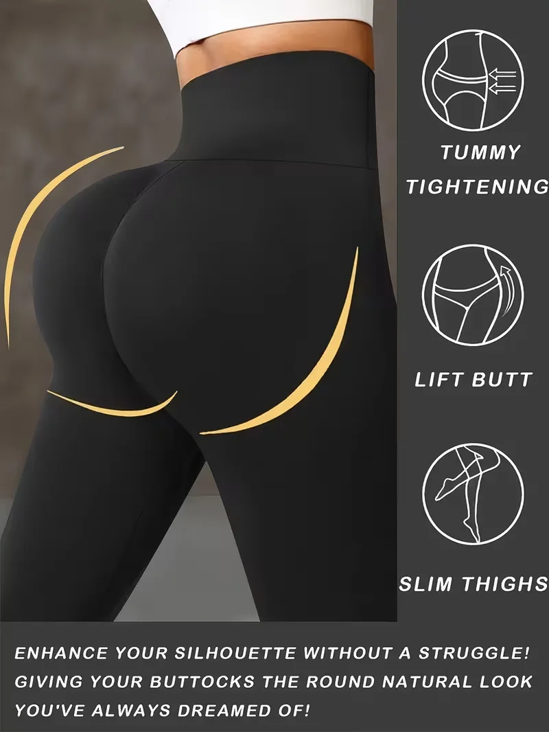 Pantalon de yoga taille haute pour femme, Legging sculptant avec large ceinture, Pantalon d'entraînement ajustable pour le running, la gym et le fitness