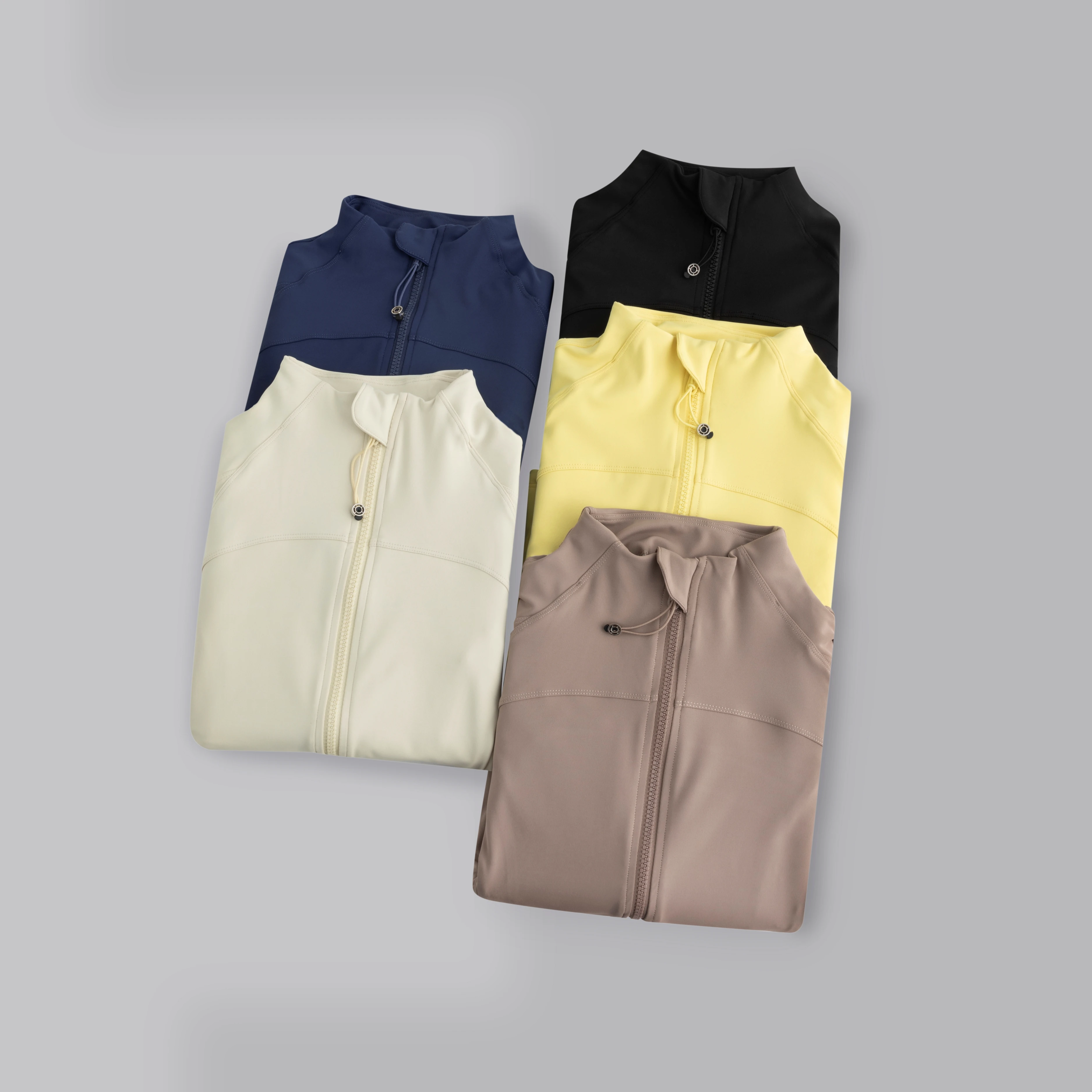Haut de Yoga à fermeture éclair complète pour femmes, avec trous pour les pouces, veste de course, coupe extensible, manches longues, col rond, vêtements de sport