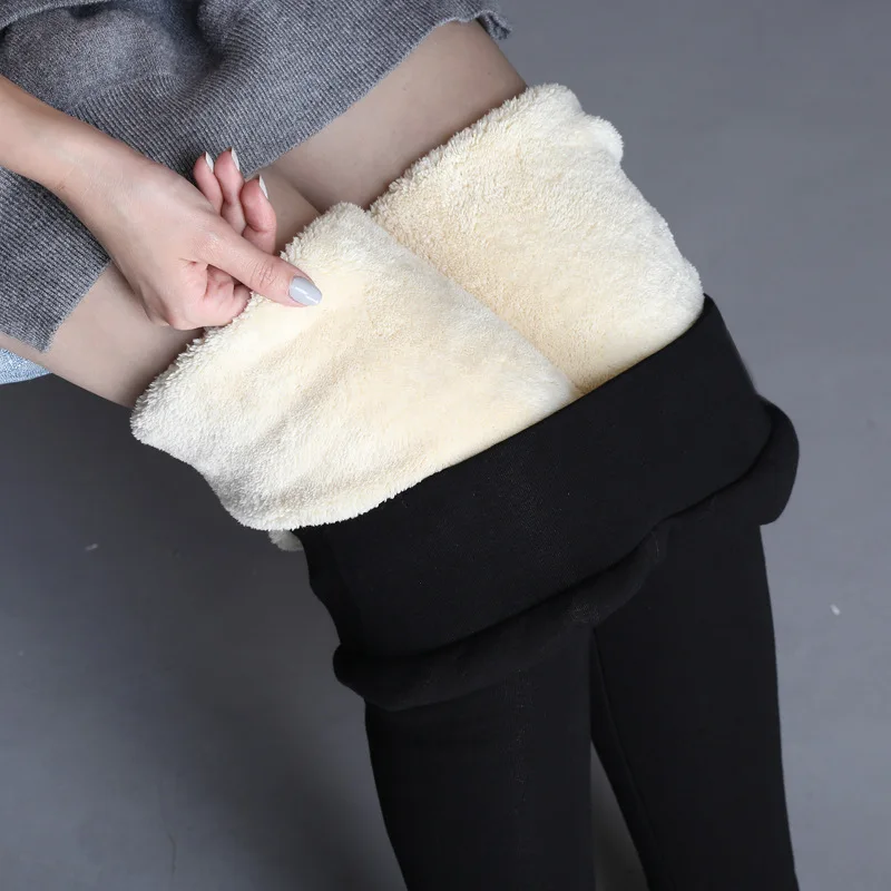 Leggings thermiques femmes hiver chaud taille haute simplicité pantalons chauds mode noir élasticité automne velours confortable Leggins