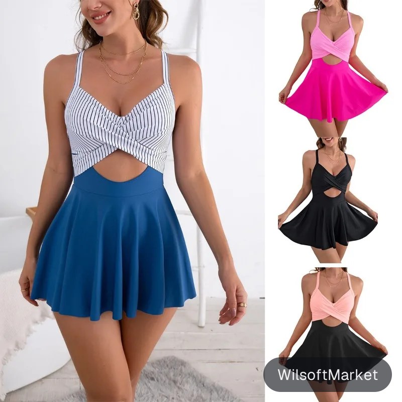 Maillot de bain une pièce à bretelles croisées pour femmes, maillot de bain conservateur, robes de bain