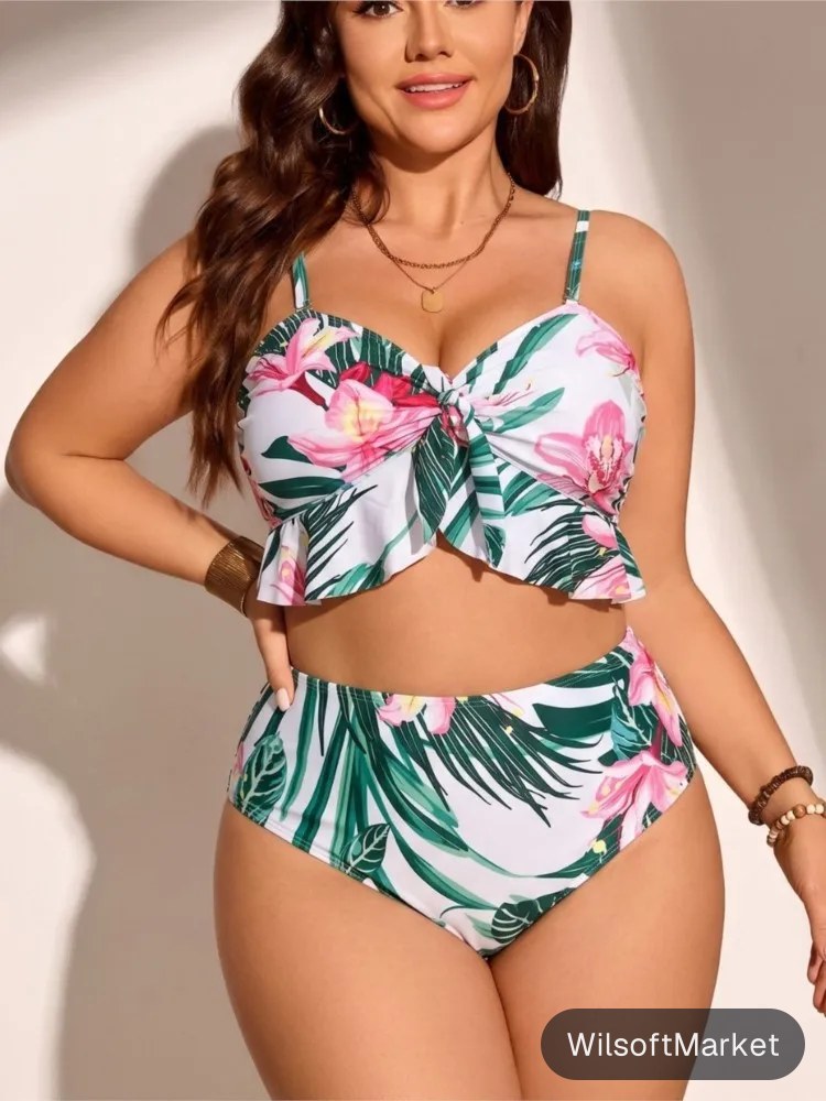 Bikini taille haute grande taille pour femmes, maillot de bain push-up grande taille, maillot de bain d'été pour femmes, maillot de bain grande taille avec contrôle du ventre, ensembles de bikinis