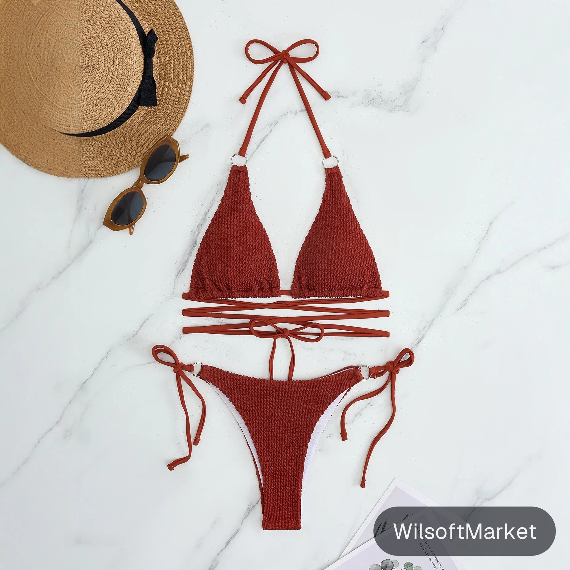 Maillot de bain deux pièces, bikini noir et café, maillot de bain pour femmes, maillot de bain à bretelles, modèle à bretelles, 2 pièces, tankini.